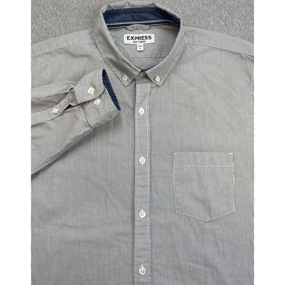 Express Shirt Mens Large Striped 100% Cotton Button Down‎